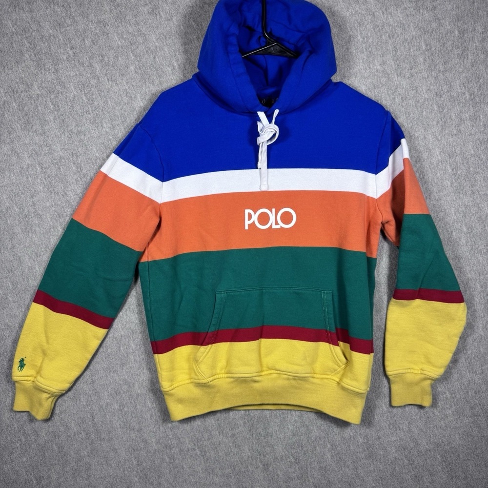 POLO RALPH LAUREN Mens Multi Colorblock  Logo Hoodie Sz S